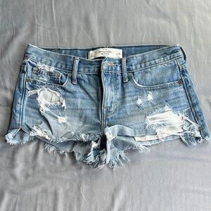 Abercrombie & Fitch Distressed Light Blue Jean Shorts